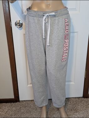 Aeropostale Gray Joggers with Pink Side Logo-XL